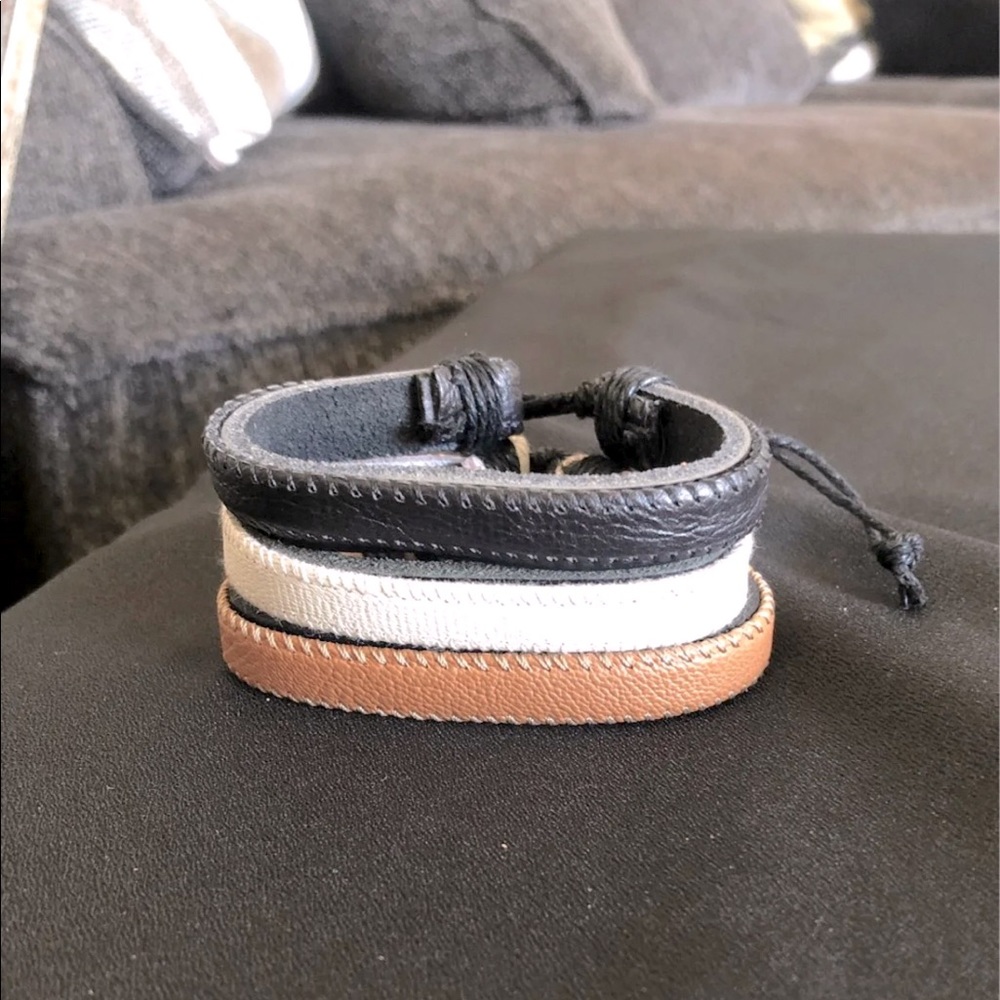 Mens Leather Adjustable Bracelets - image 1